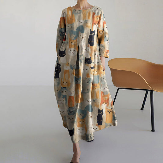 Comstylish Funny Kitten Print Women's Dress