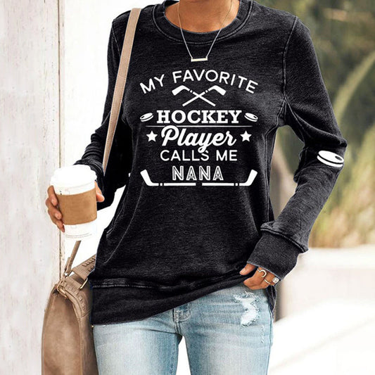Comstylish Women's My Favourite Hockey Player Calls Me Nana Printed Casual Sweatshirt