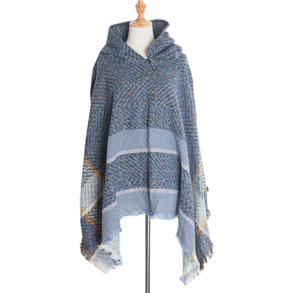 Vintage Herringbone Hooded Pullover Shawl elevenforest