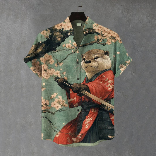 Men's Otter Warrior Training Art Print Casual Shirt elevenforest