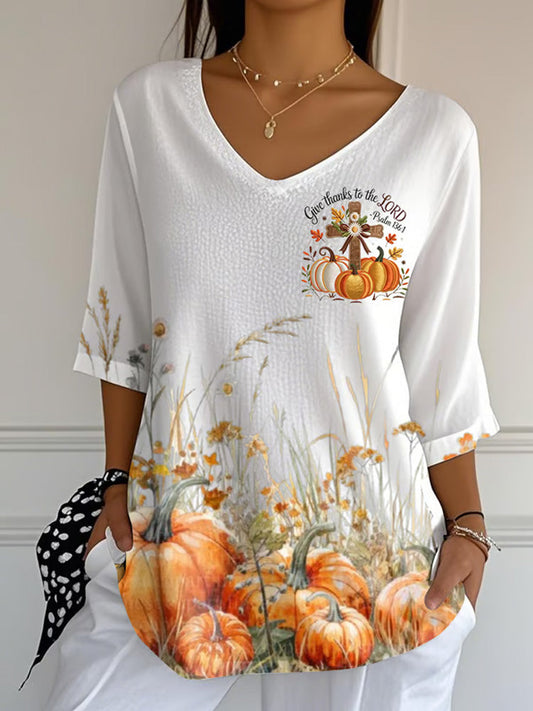 Women's Casual Autumn Print Sleeve Top artswardrobe