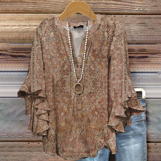 Women's Ethnic Style Tattoo Pattern Art Printed Cotton and Linen Casua