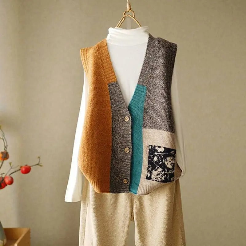 LM | Knitted vest in colorblock design