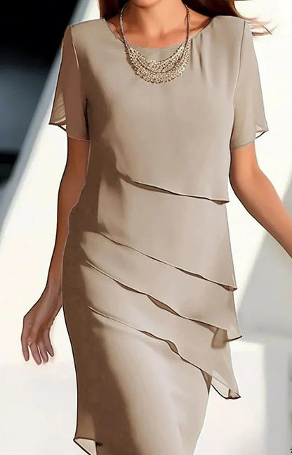 LM | Midi dress in chiffon with layers