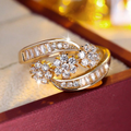 Irregular Spiral Zirconia Gold Ring
