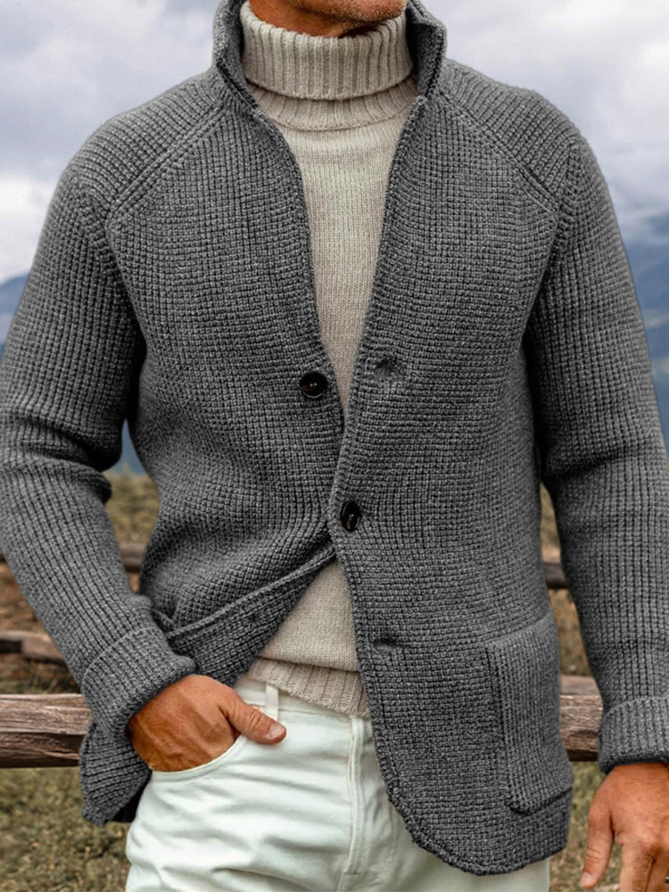 Men's Vintage Solid Color Cozy Sweater Cardigan elevenforest