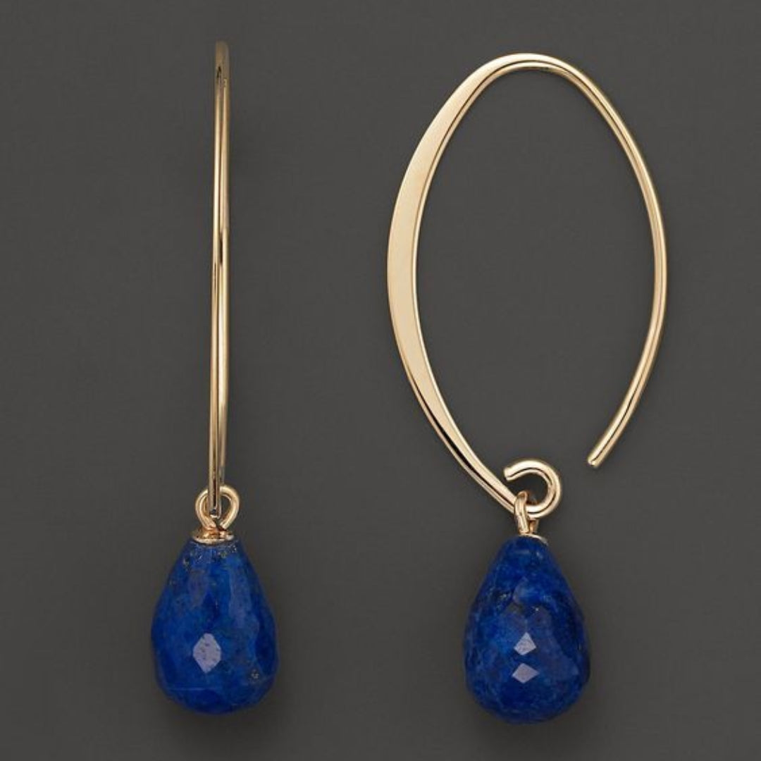 Blue Crystal Gold Earrings
