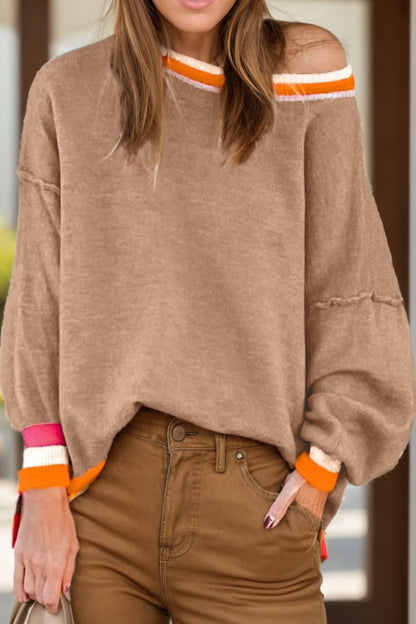 Mareike® | Contrasting long-sleeved sweater with a crew neck