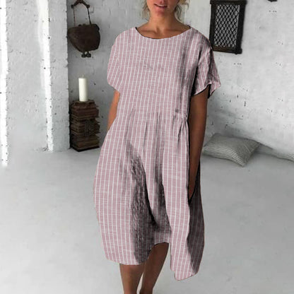 Comstylish Women Vintage Stripes Art Midi Dress