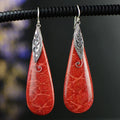 Red Stone Silver Earrings