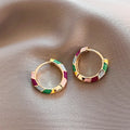 Earrings With Multicolor Enamel in Gold