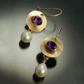 Purple Gold Earrings With Pearls