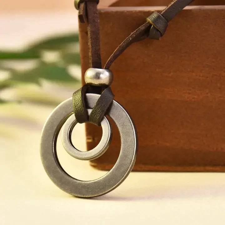 Silver-plated -style Leather Necklace