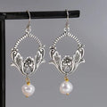 Silver Pearl Dangling Earrings