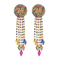 Multicolor Dangling Mandala Earrings