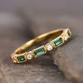 Inlaid Green Crystal Ring
