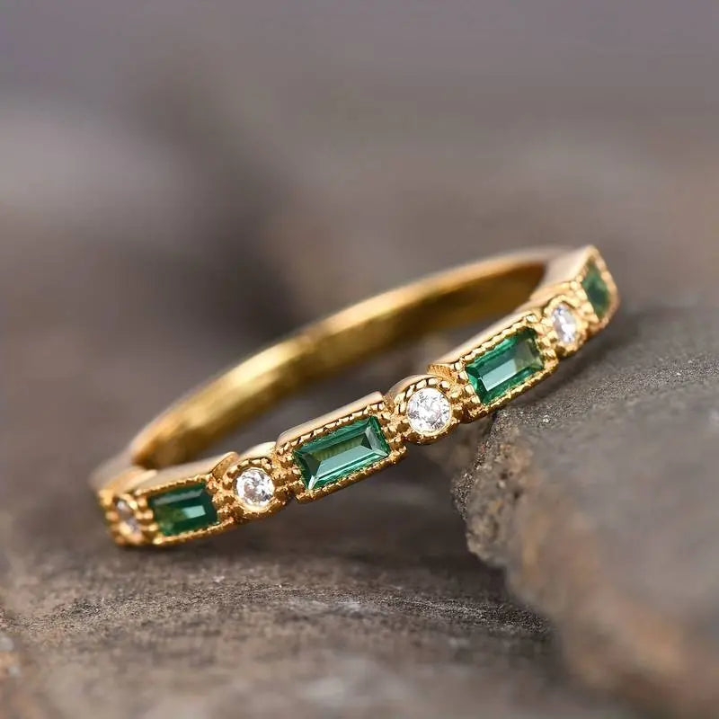 Green Zirconia Gold Ring