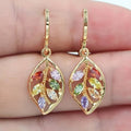 Multicolor Crystal Leaf Earrings