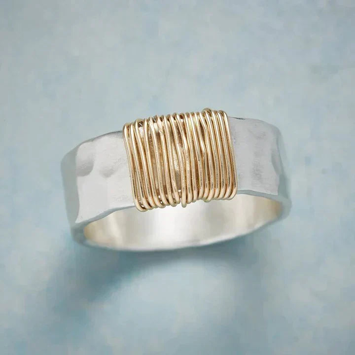 Golden Threads Silver Ring