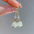 Violet | Gold Drop Earrings With White Opal