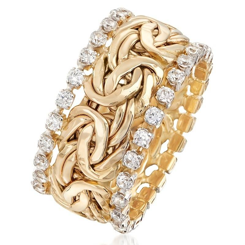 Gold Braided Zirconia Ring – Style