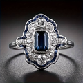 Blue Crystal Silver Ring