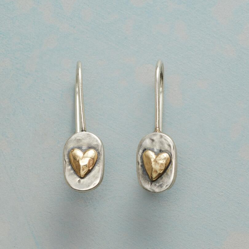 Gold Inlaid Heart Earrings