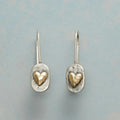 Golden Heart Earrings in Silver