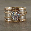 Inlaid Glass Golden & Silver Ring