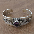 Inlaid Crystal Silver Open Bracelet