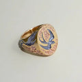 Blue Gold Hummingbird Ring