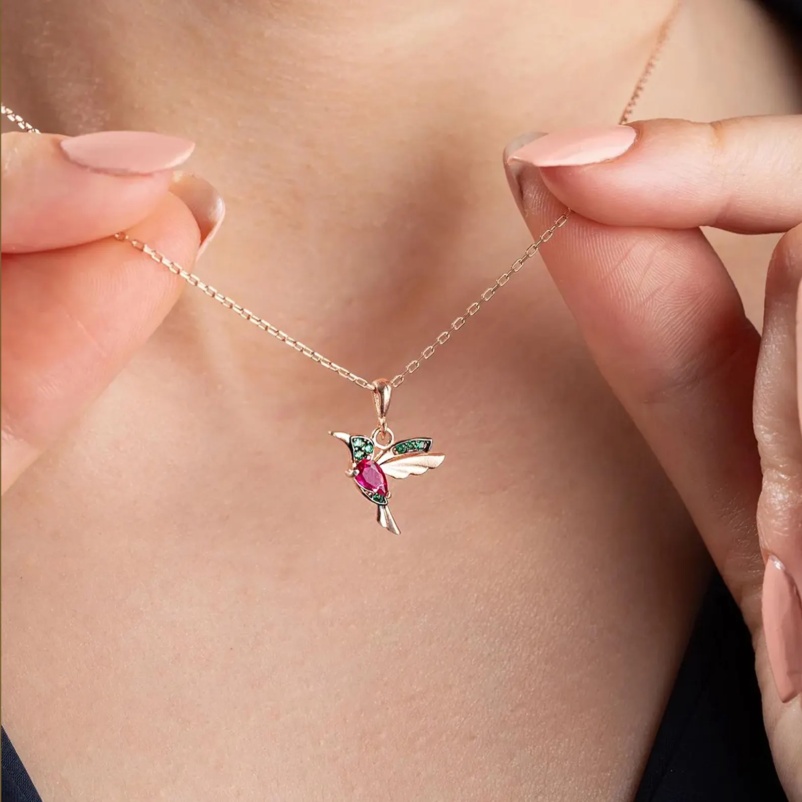 Humming Bird Red Necklace