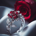 Red Blossom Silver Ring
