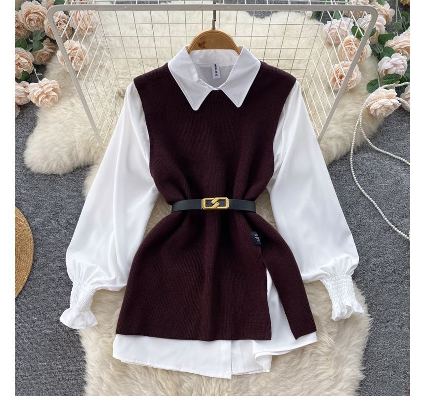 LM | Sleeveless sweater top set