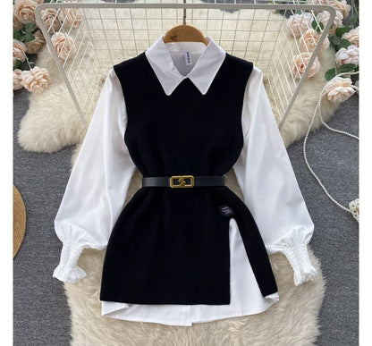 LM | Sleeveless sweater top set