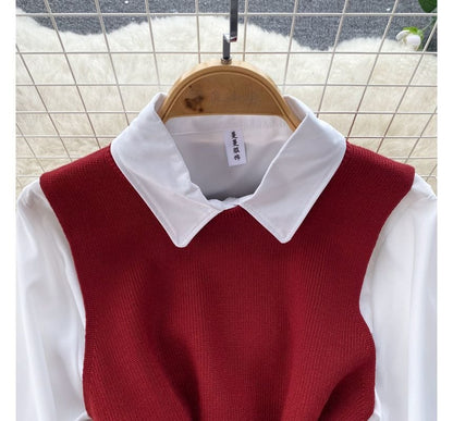 LM | Sleeveless sweater top set