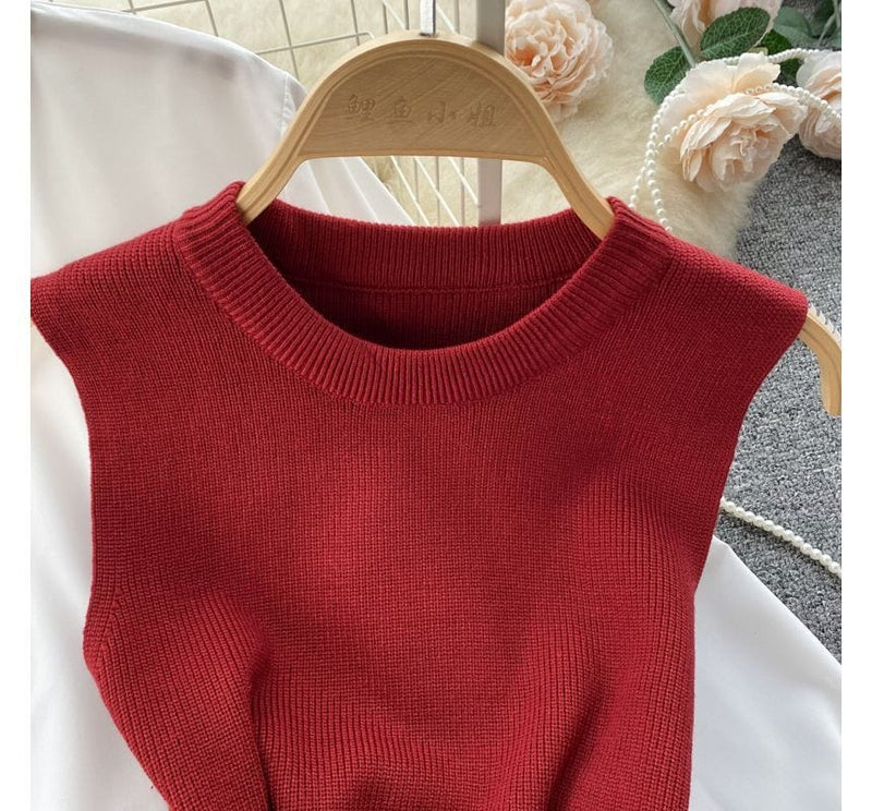 LM | Sleeveless sweater top set