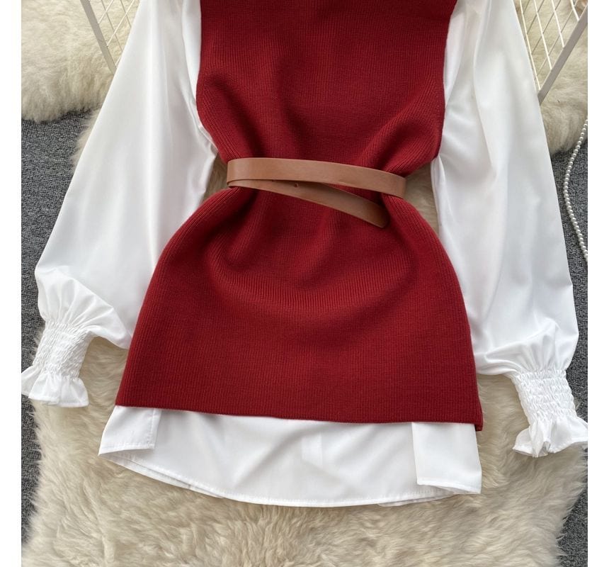 LM | Sleeveless sweater top set
