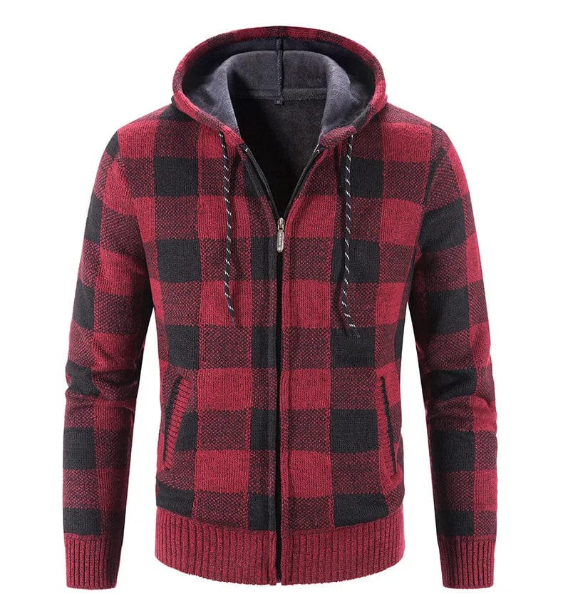LM | Hooded sweatshirt with check pattern and long sleeves