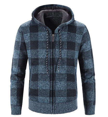 LM | Hooded sweatshirt with check pattern and long sleeves