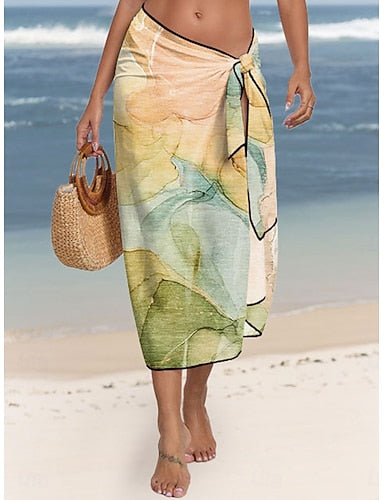 Cover Up Swimsuit With Skirt Wrap Skirt Vacation Ombre Sleeveless Bathing Suits