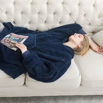 LM | Oversized hooded fleece pullover