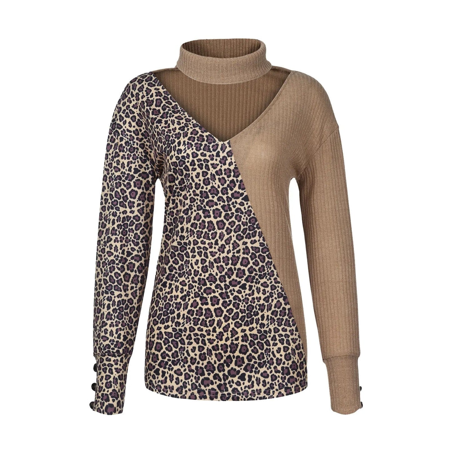 LM | Leopard print patchwork knitted sweater 2024