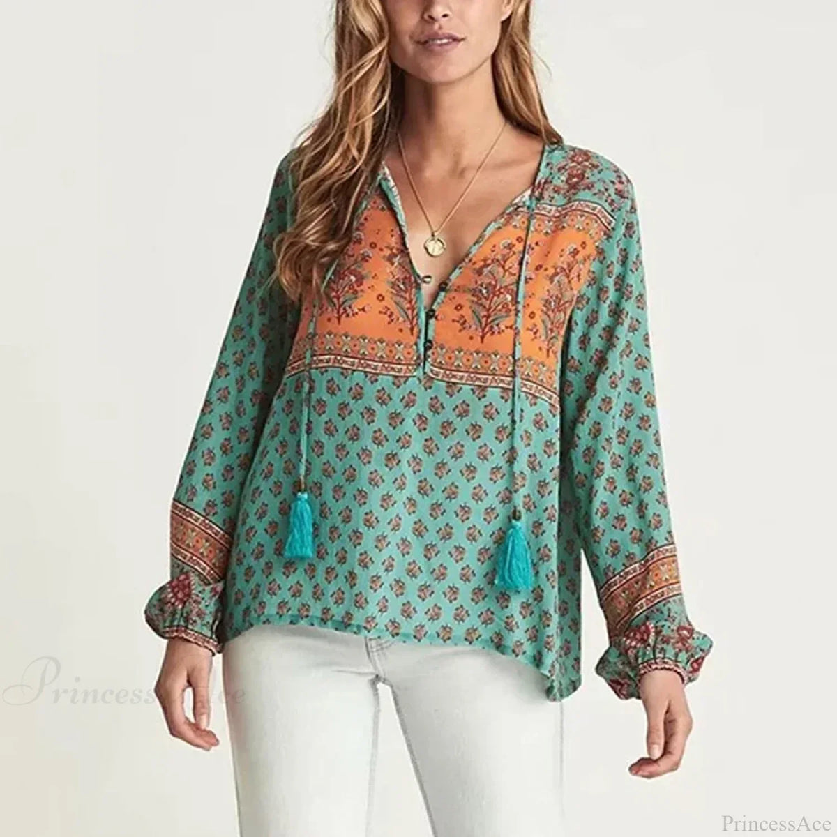 green blouse