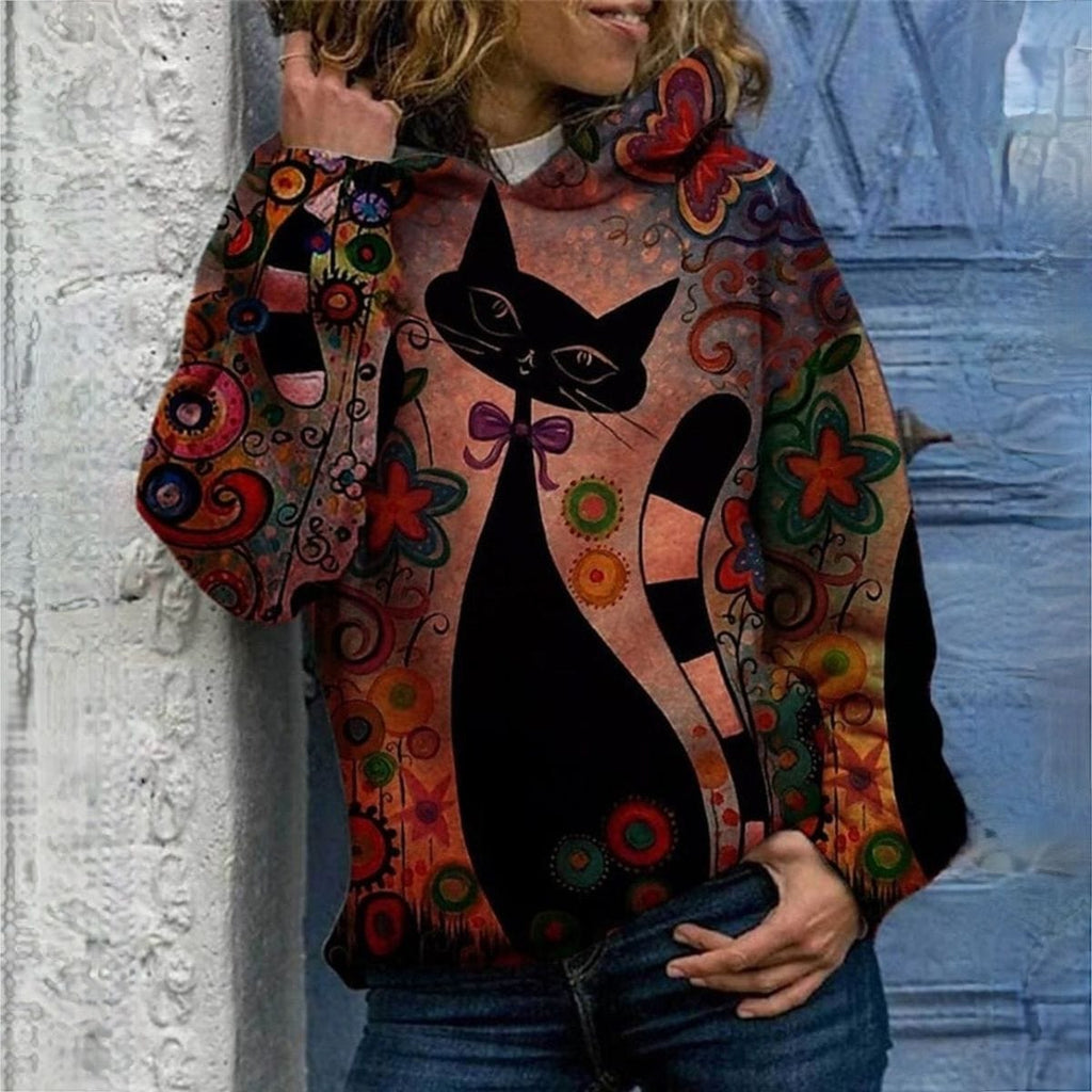 LM | Elegant hoodie with cat print