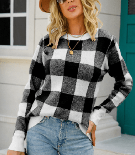 LM | Checked sweater with check pattern