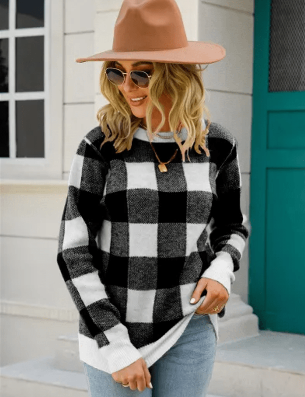 LM | Checked sweater with check pattern