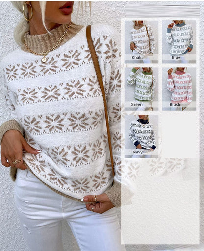 LM | Turtleneck sweater with snowflake for women 2024