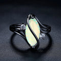 Black Silver Opal & Crystal Accent Ring