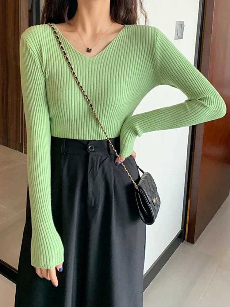 LM | Basic knitted V-neck sweater